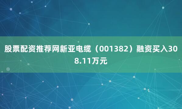 股票配资推荐网新亚电缆（001382）融资买入308.11万元
